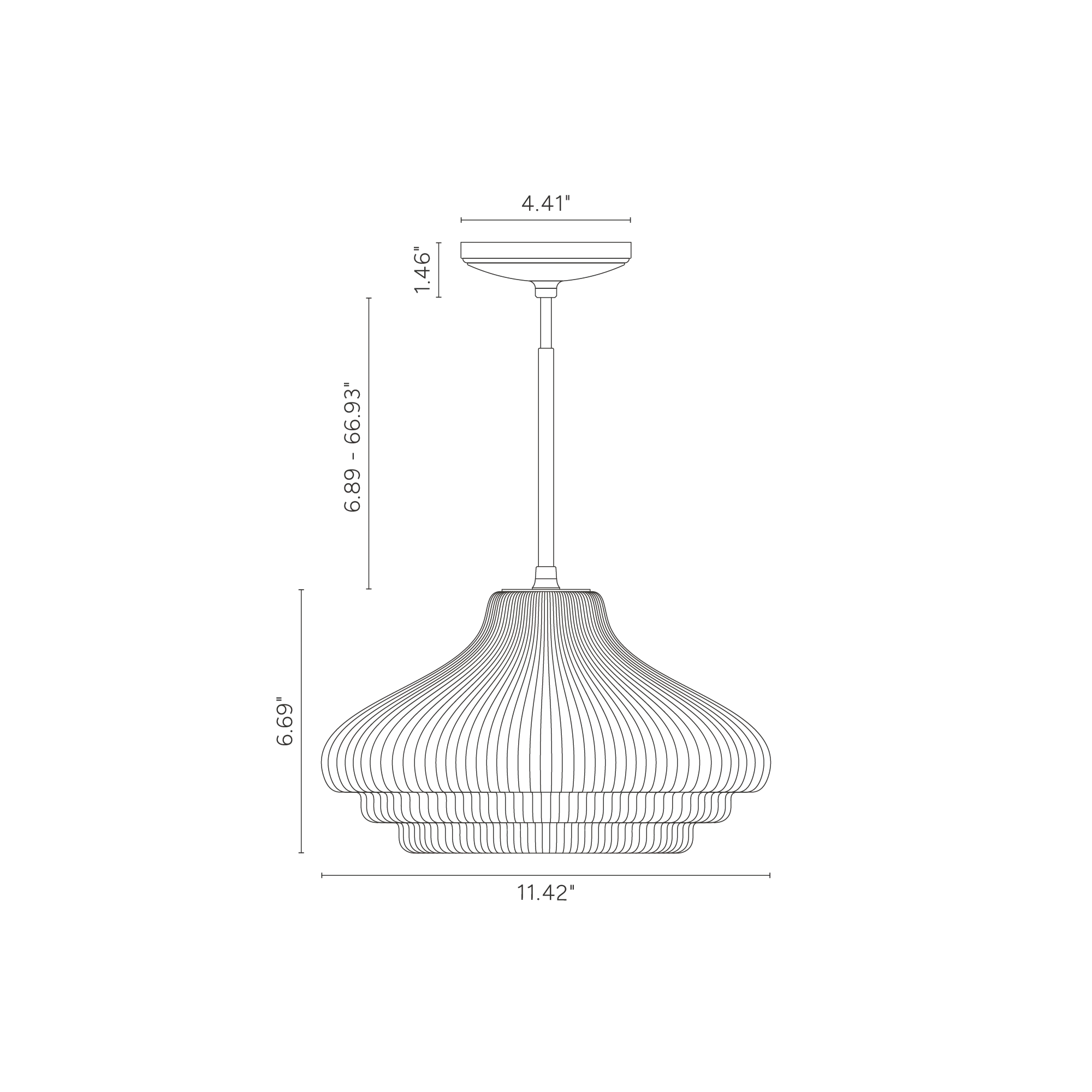 Brookfield Medium Pendant Light Fluted Glass - Polished Nickel - Image 4