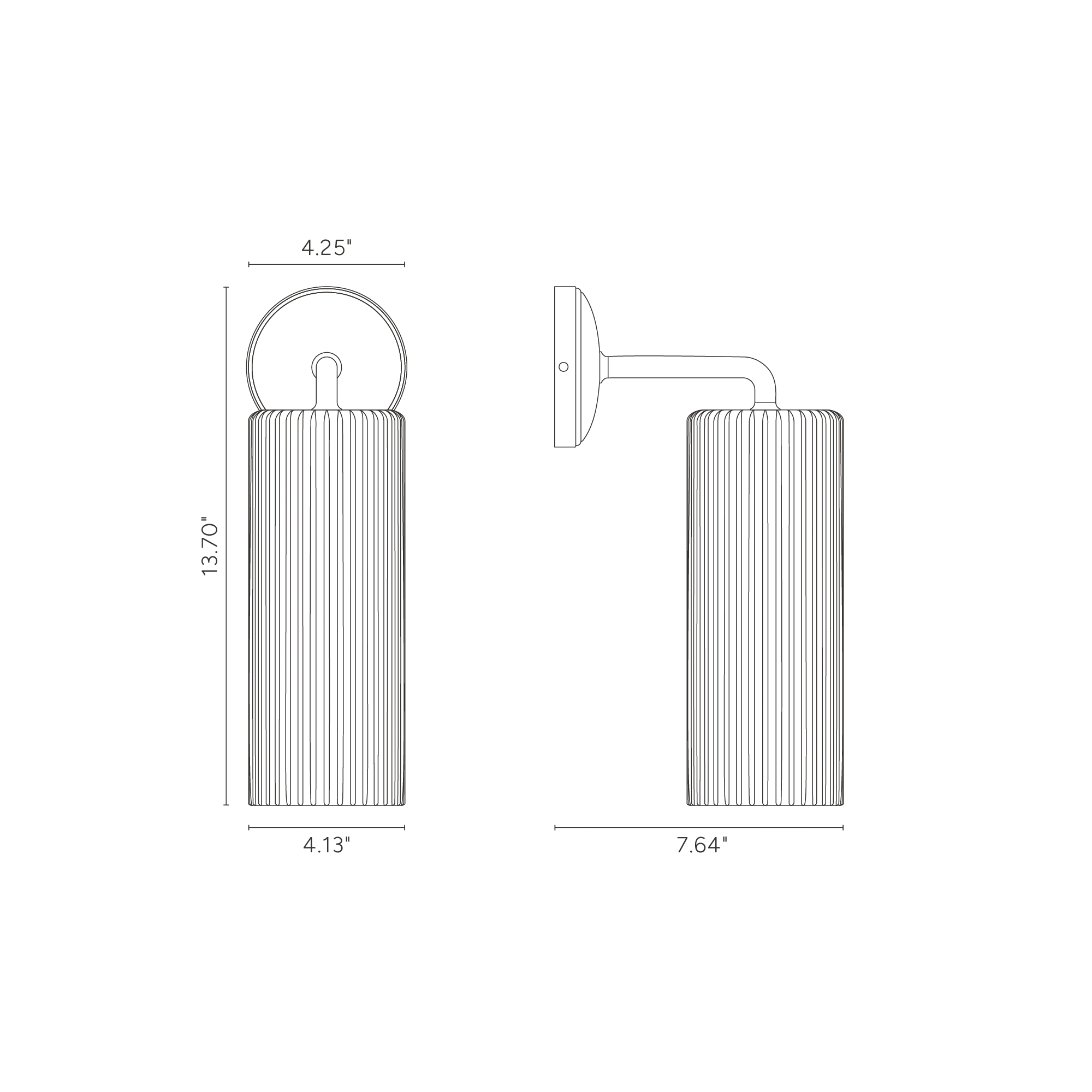 Claremont Large Wall Light Fluted Glass - Bronze - Image 7